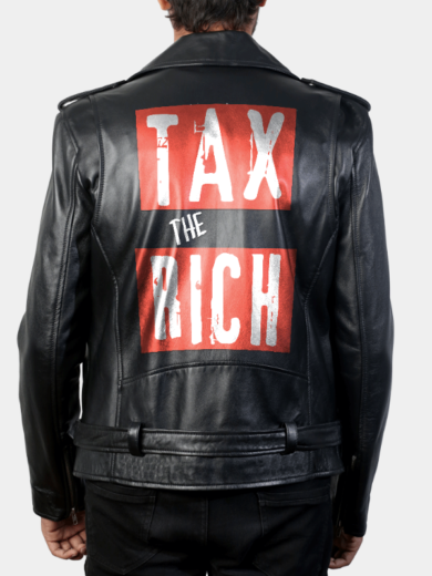 Tax the Rich Leather Biker Jacket