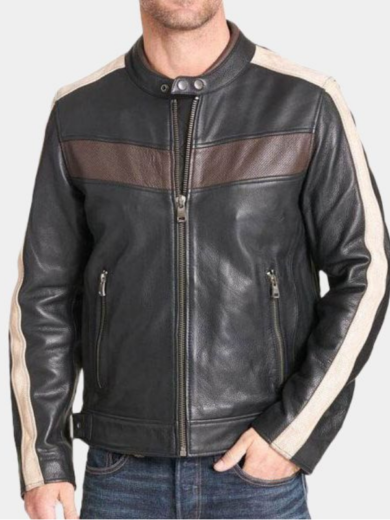 vStripped Biker Jacket